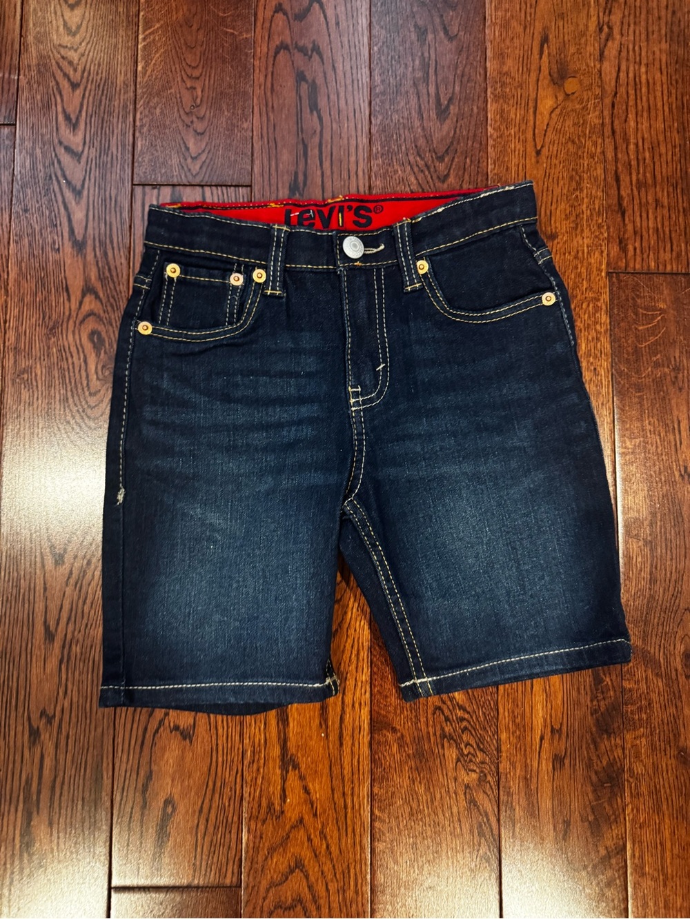 Levi's Dark Blue Boys Denim Shorts with Contrast Stitching